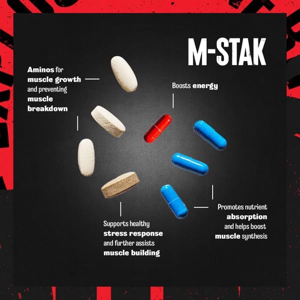 Animal M-Stak - Non-Hormonal Hard Gainers Muscle Building Stack with Energy Complex - 21 Count