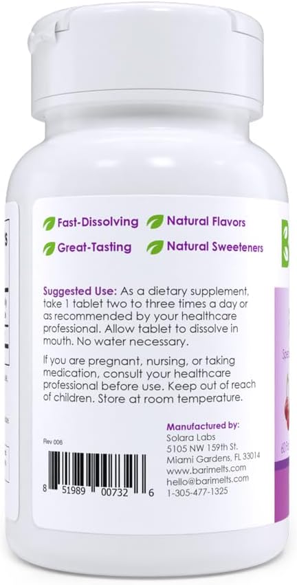 BariMelts Probiotic, Dissolvable Bariatric Vitamins 60 Fast Melting Tablets