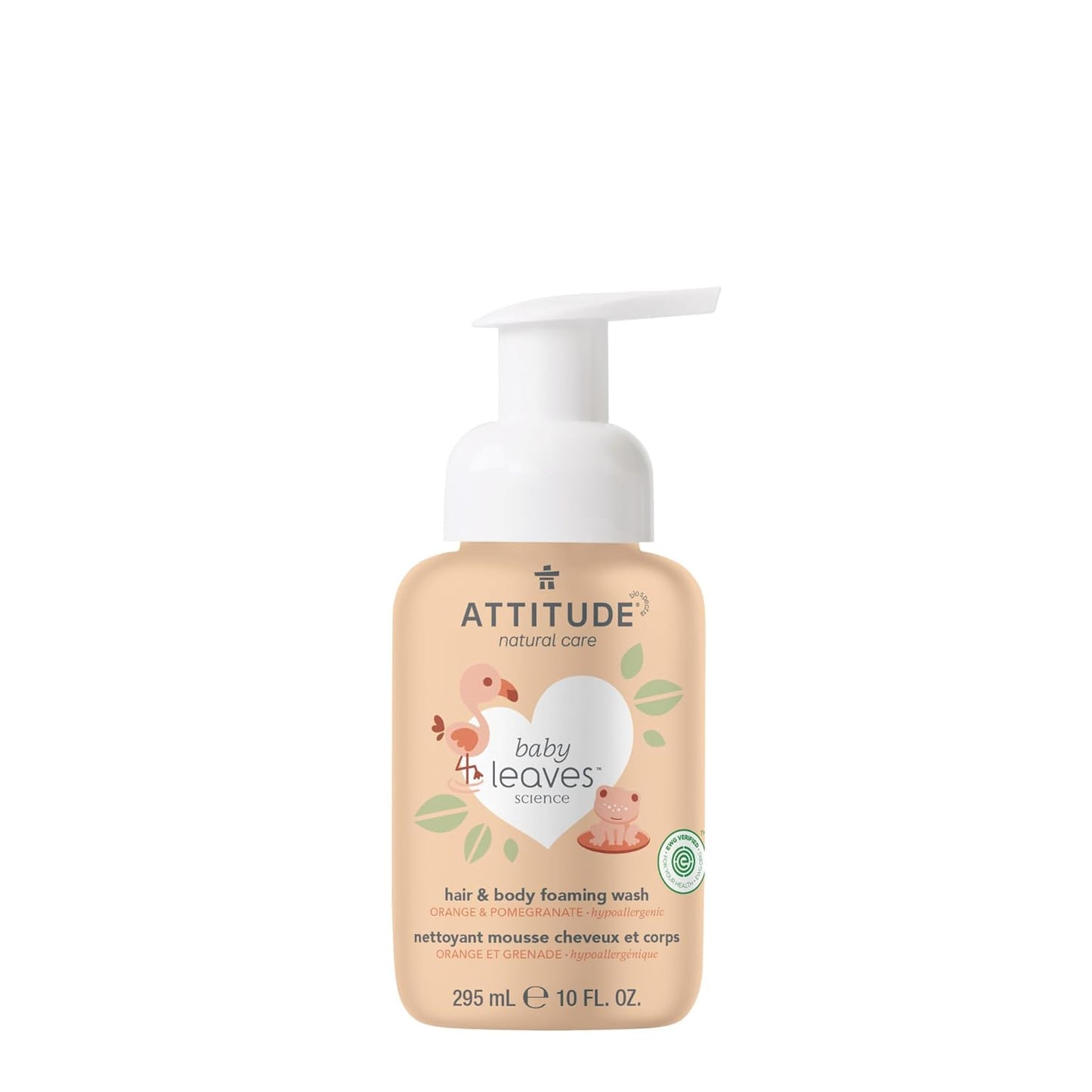 ATTITUDE 2-in-1 Hair and Body Foaming Baby Wash,  Orange and Pomegranate, 10 Fl Oz