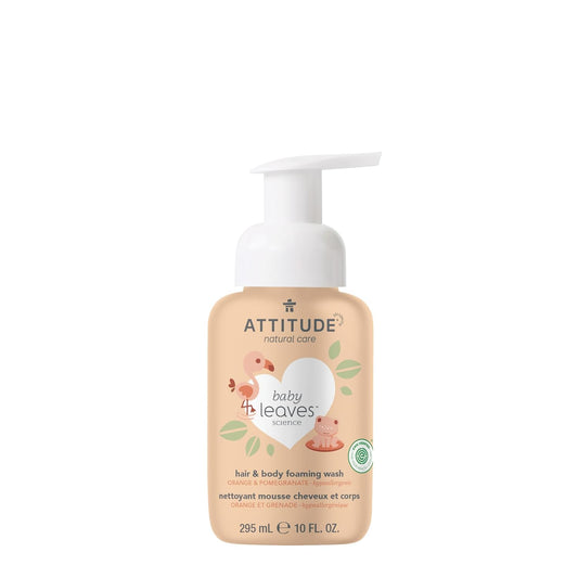 ATTITUDE 2-in-1 Hair and Body Foaming Baby Wash,  Orange and Pomegranate, 10 Fl Oz