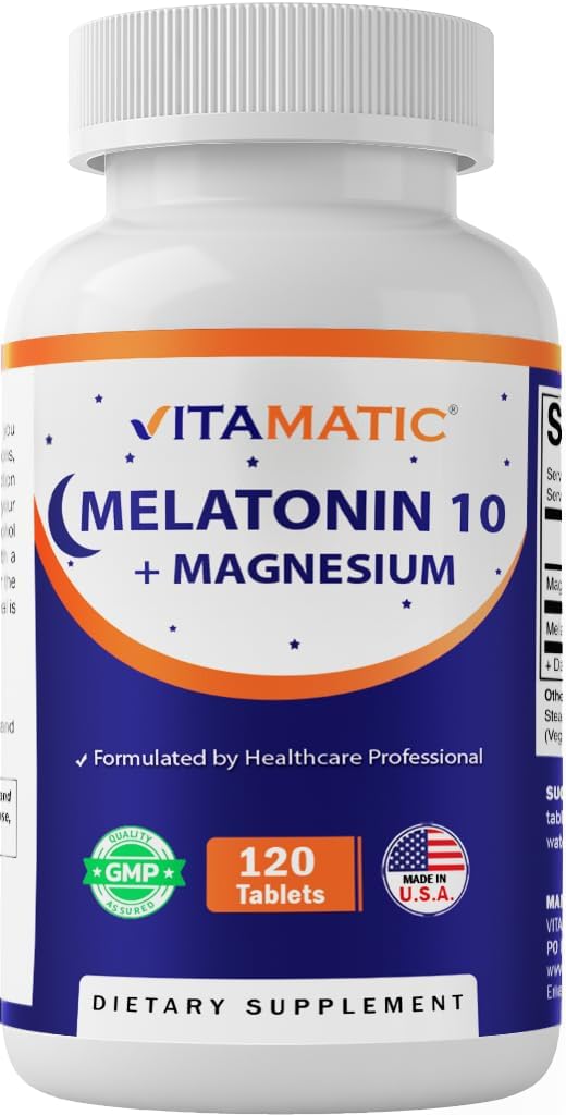 Vitamatic Melatonin 10 mg with Magnesium 200 mg  - 120 Tablets