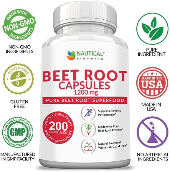Beet Root Capsules - 1200mg Per Serving - 200 Beet Root Powder Capsules