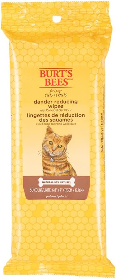Burt's Bees for Pets Cat Dander Remover Wipes - 50 Count