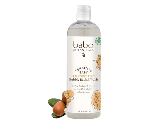 Babo Botanicals Sensitive Baby Fragrance-Free 2-in-1 Bubble Bath & Wash