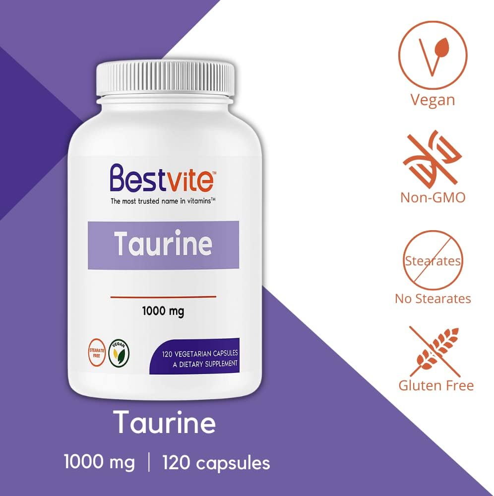BESTVITE Taurine 1000mg (120 Vegetarian Capsules)