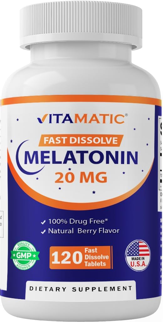 Vitamatic Melatonin 20 mg  -Natural Berry Flavor -  120 Tablets