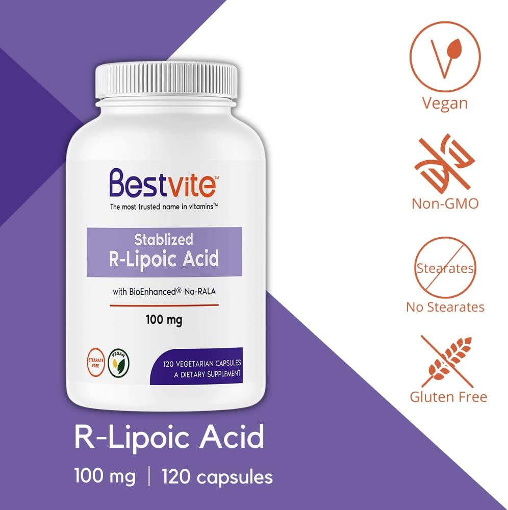BESTVITE R-Lipoic Acid 100mg Stabilized 120 capsules