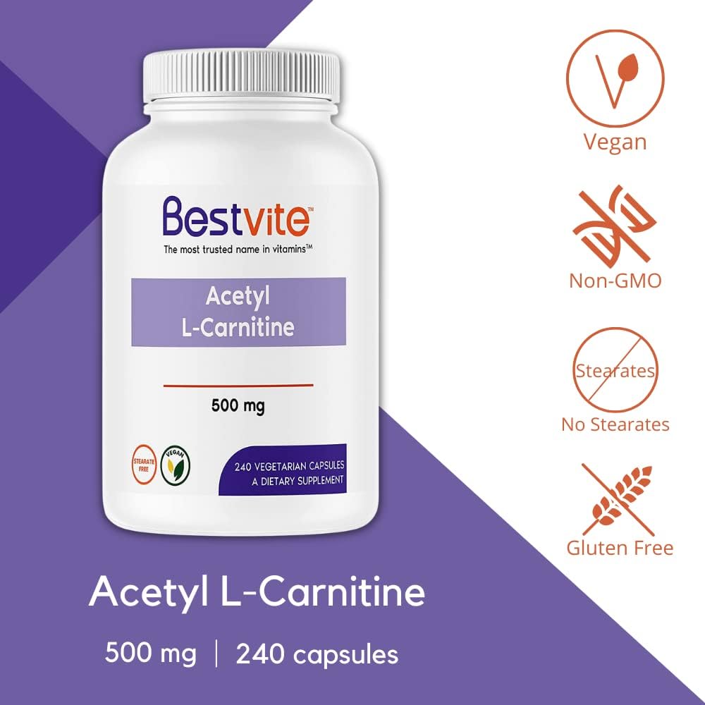 BESTVITE Acetyl L-Carnitine 500mg (240 Vegetarian Capsules)