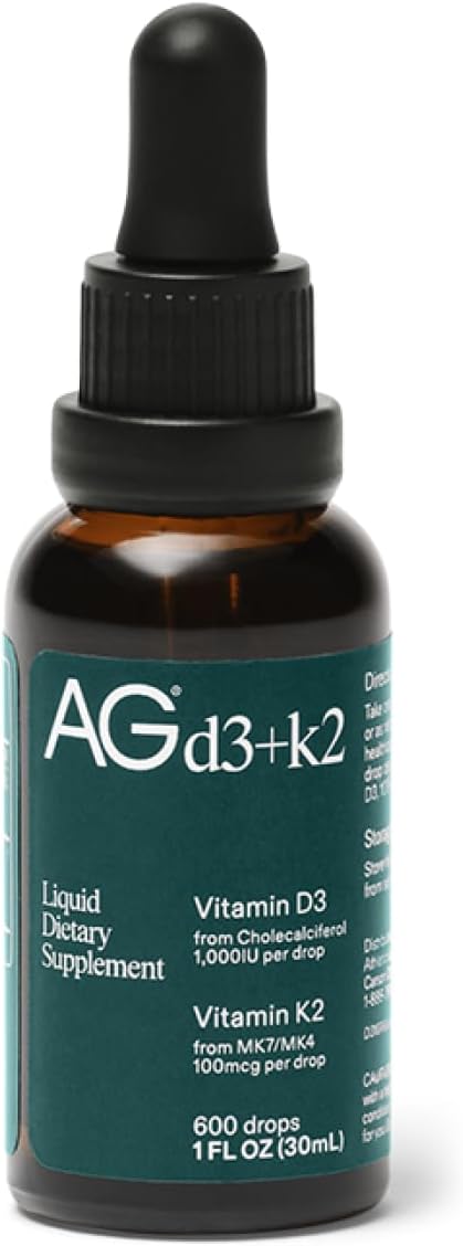 AG1 Vitamin D3 K2 Drops, 1000IU of Vitamin D3 and 100mcg  - 1 fl oz