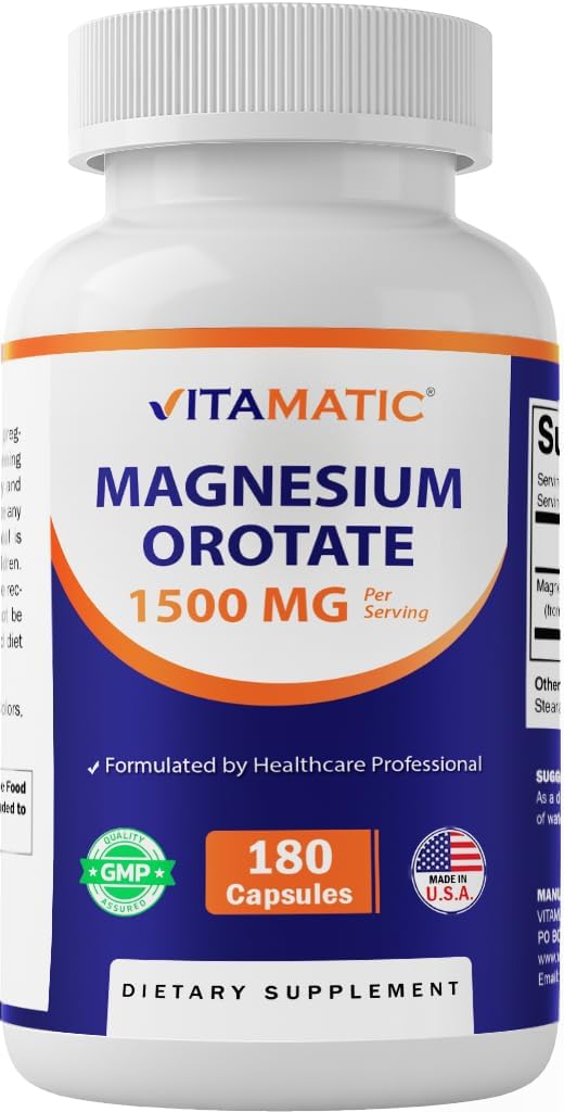 Vitamatic Magnesium Orotate Supplement – 1500mg -180 Capsules