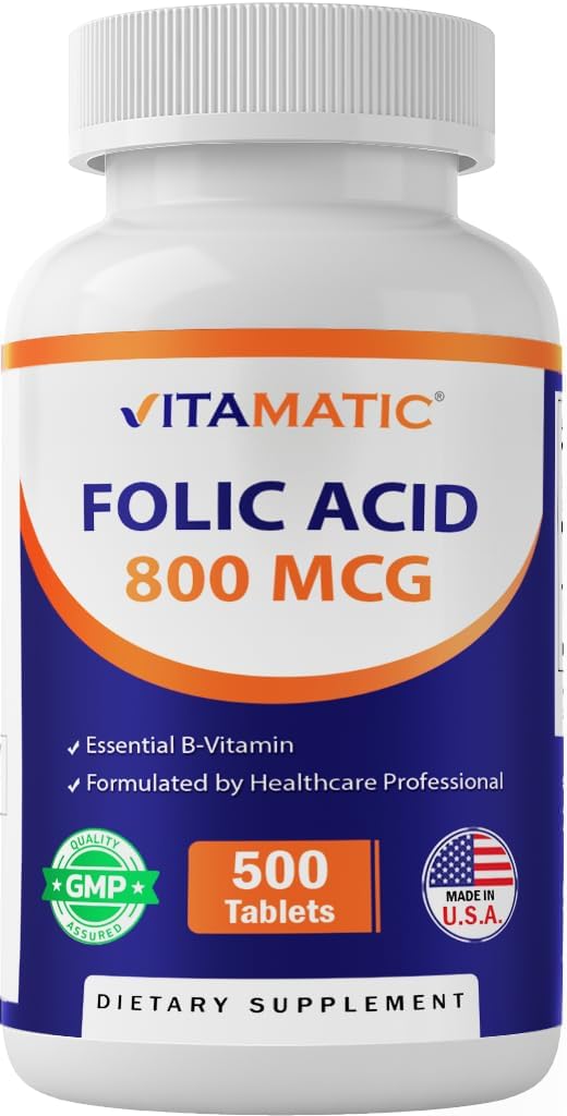 Vitamatic Folic Acid 800 mcg - 500 Vegetarian Tablets