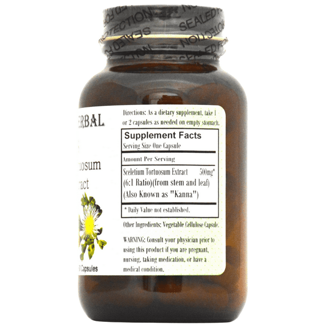 Barlowe's Herbal Elixirs  Kanna Sceletium Tortuosum  6:1 Extract 500mg 60 Vegi- Capsules