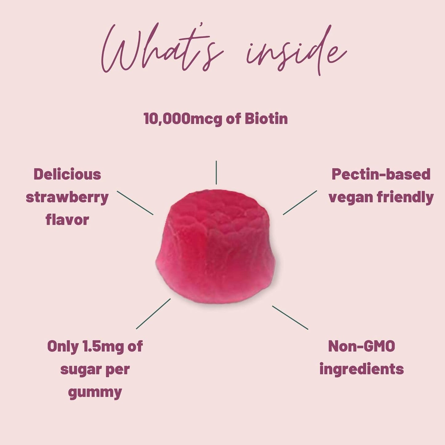 Biotin Gummies Supplements for Women and Men Vegan - 100 gummies