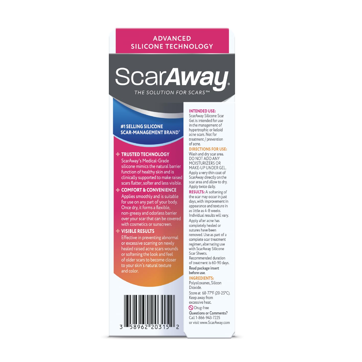 ScarAway Acne Scar Treatment, Clear Silicone Scar Gel - 15 grams