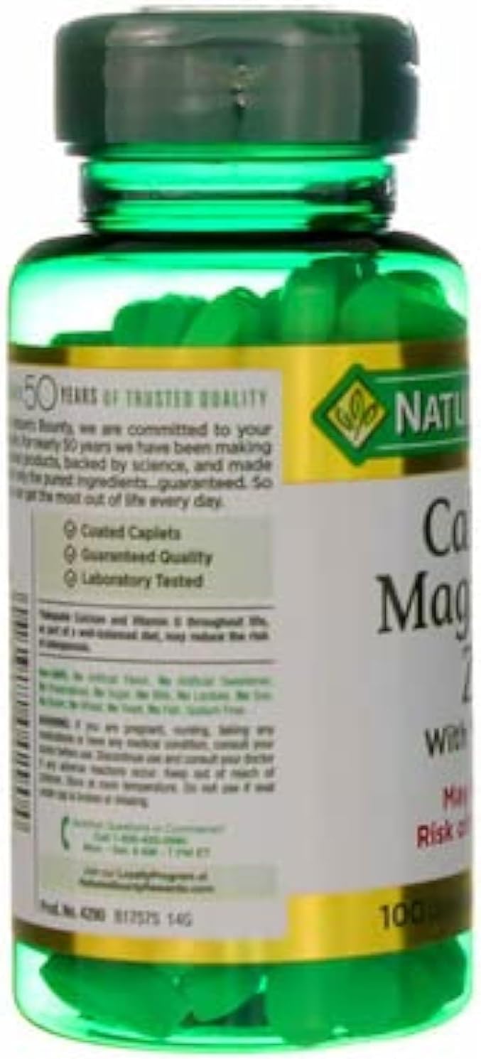 Nature's Bounty Calcium Magnesium & Zinc Caplets,100 count