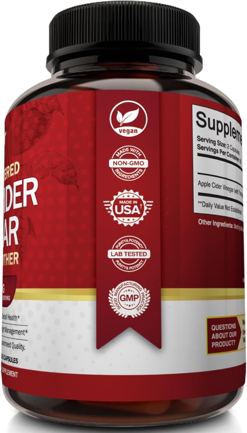 Apple Cider Vinegar Capsules with The Mother - 120 Vegan ACV Pills