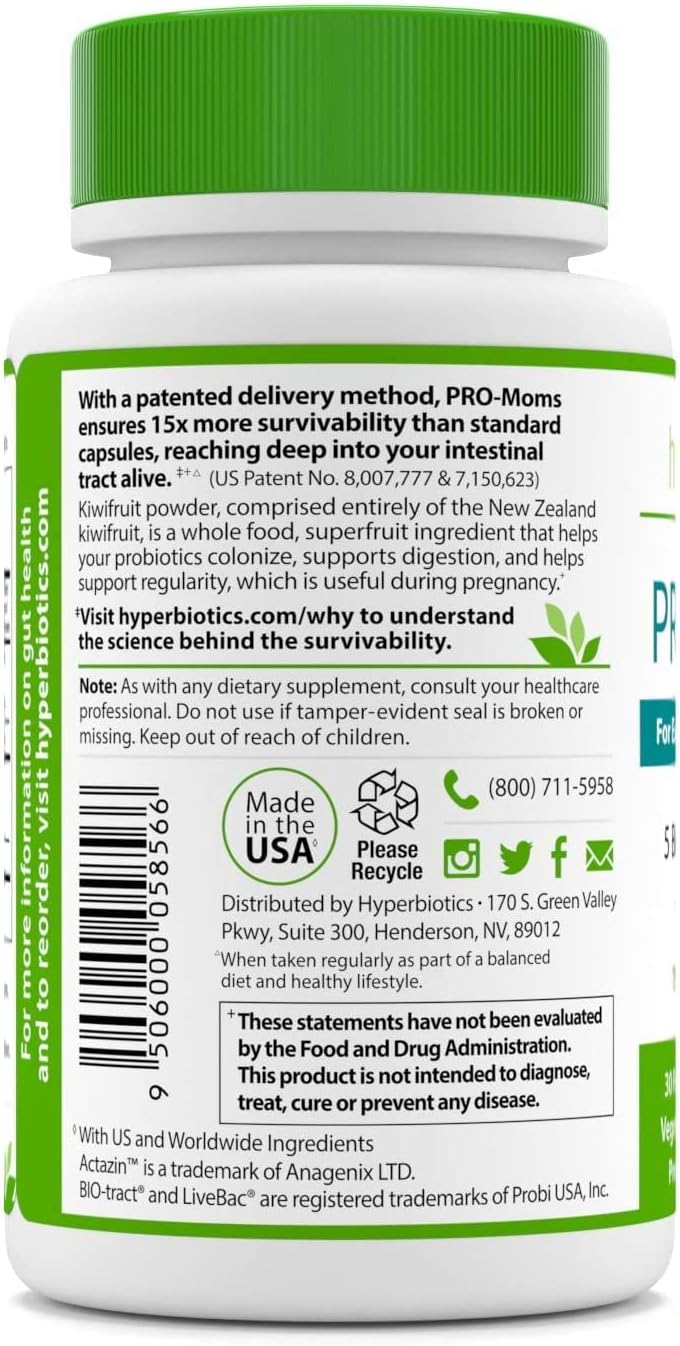 Hyperbiotics Pro Mom Probiotics For Women | Prenatal, Nursing, Postnatal 30 count