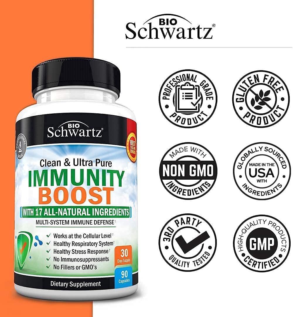 Immune Support Supplement with Vitamin C 1000mg Zinc 90 capsules