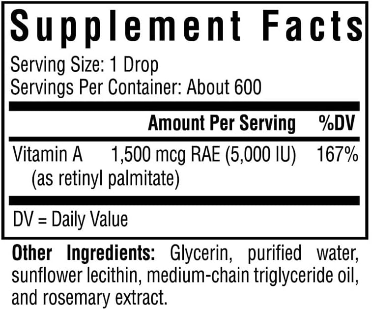 Seeking Health Vitamin A Drops - Eye & Skin Health Supplement - 1 fl oz, 750 mcg