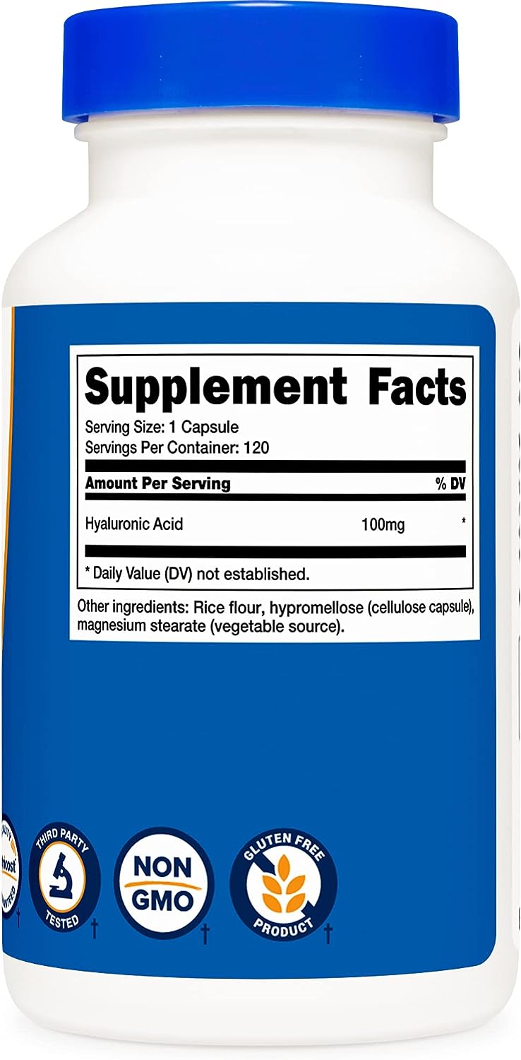 Nutricost Hyaluronic Acid Capsules 100mg,120 Vegetarian Capsules