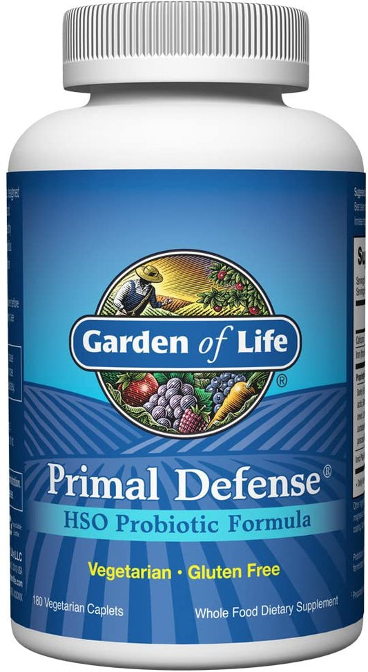 Garden of Life Whole Food Probiotic Supplement - Primal Defense HSO Probiotic Formula Dietary Supplement, Shelf Stable, 180 Vegetarian Caplets
