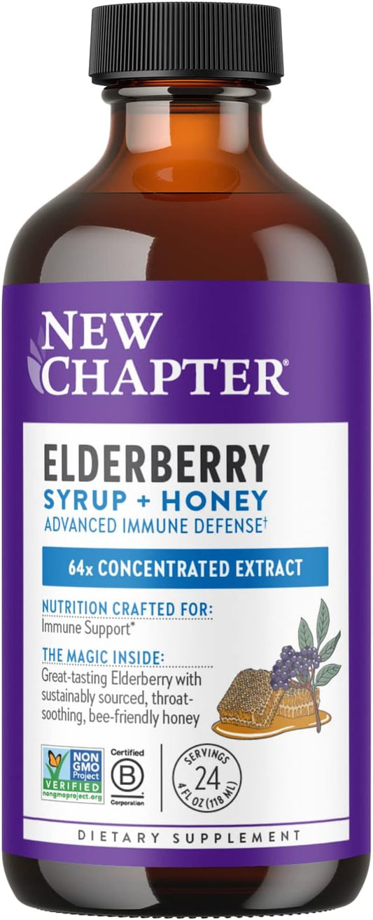 New Chapter Elderberry Syrup, 24 Servings, Immune Defense for Adults & Kids (2+) -4 fl oz