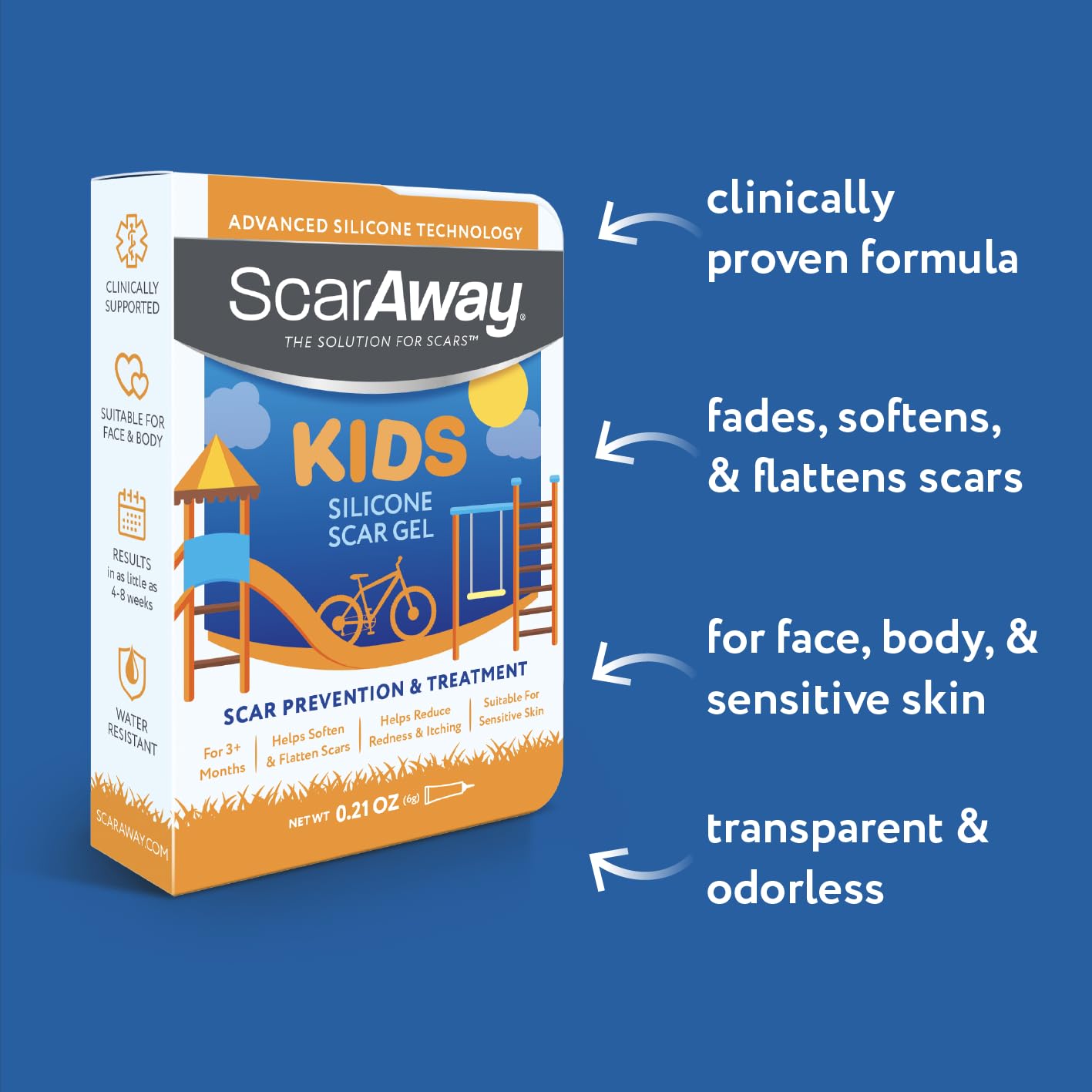 ScarAway Kids Silicone Scar Gel, 100% Medical - 6g