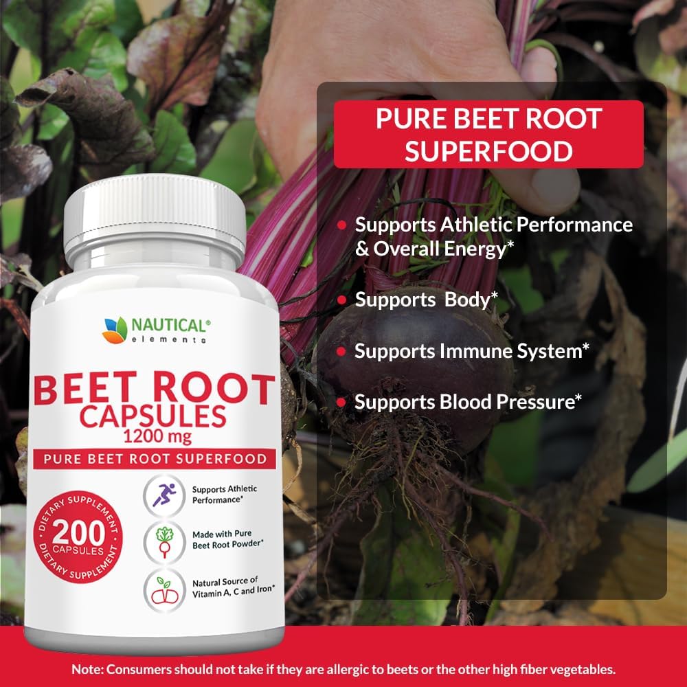 Beet Root Capsules - 1200mg Per Serving - 200 Beet Root Powder Capsules