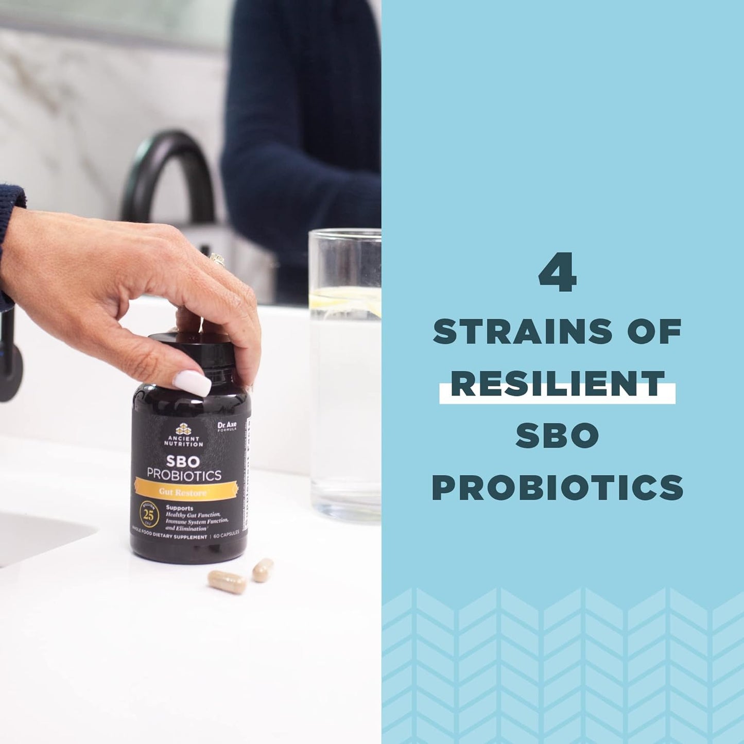 Ancient Nutrition Probiotics, SBO Probiotics Gut Restore 60 Count