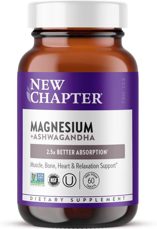 New Chapter Magnesium + Ashwagandha Supplement, 325 mg - 60 count