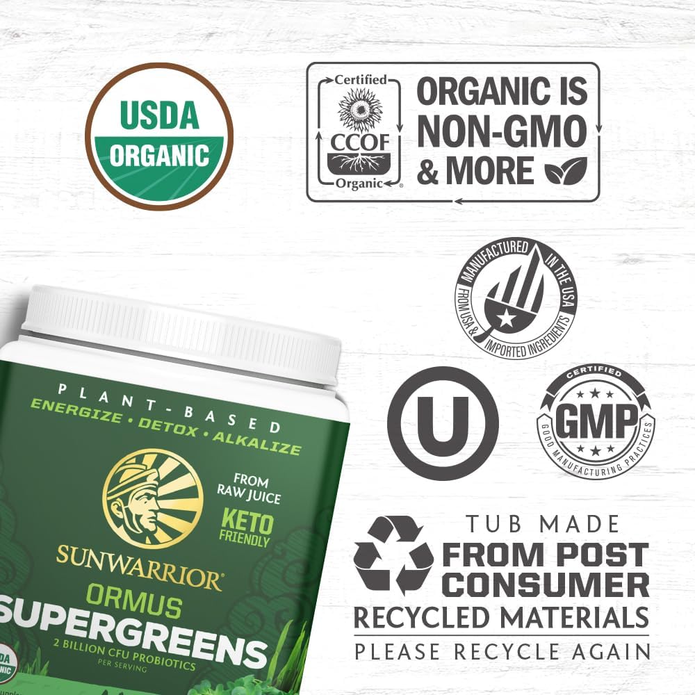 SUNWARRIOR Organic Ormus Supergreens Natural -  8 OZ