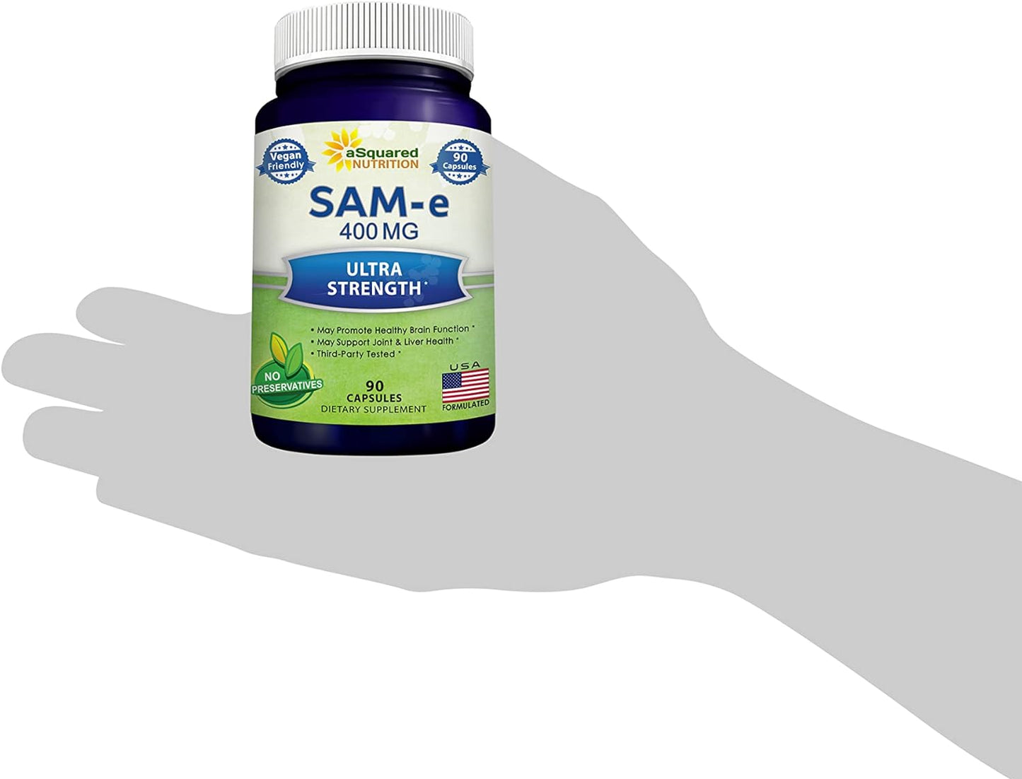 aSquared Nutrition SAM-e 400mg Supplement - 90 Capsules