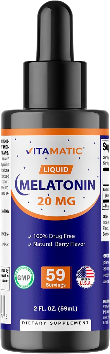 Vitamatic Melatonin 20mg Liquid Drops – 2 Fluid Ounce