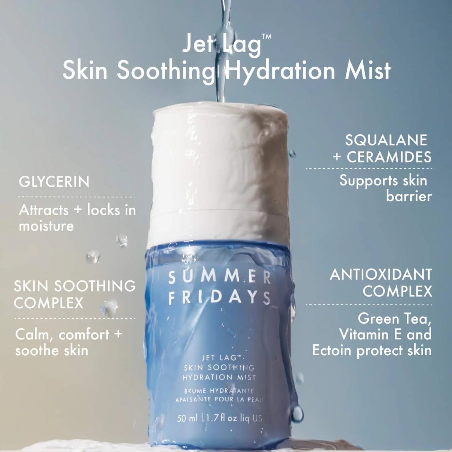 Summer Fridays Jet Lag Skin Soothing Hydration Face Mist - 1.7 Fl Oz