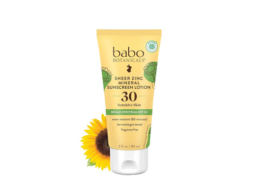 Babo Botanicals Sheer Zinc Mineral Sunscreen Lotion SPF30 -3 fl oz