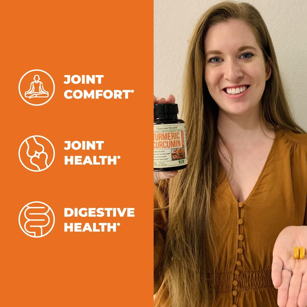 Turmeric Curcumin & Black Pepper Extract. High Absorption Joint Support Supplement 1200mg - 60 capsules