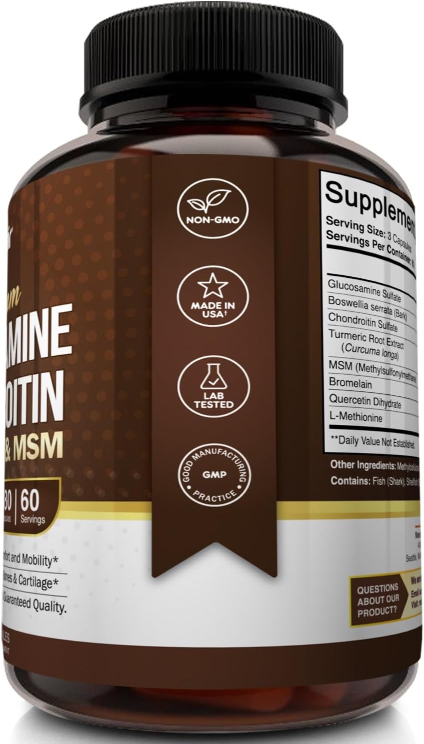 NutriFlair Glucosamine Chondroitin Turmeric MSM Boswellia, 180 Capsules