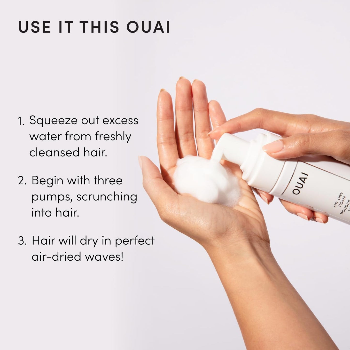 OUAI Air Dry Foam - Hair Mousse for Curly Hair & Beach Waves - (4 Oz)