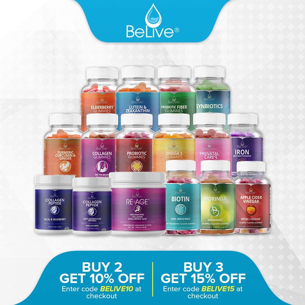 BeLive Probiotic Gummies - Probiotics with 5 Billion CFUs for Digestive Health