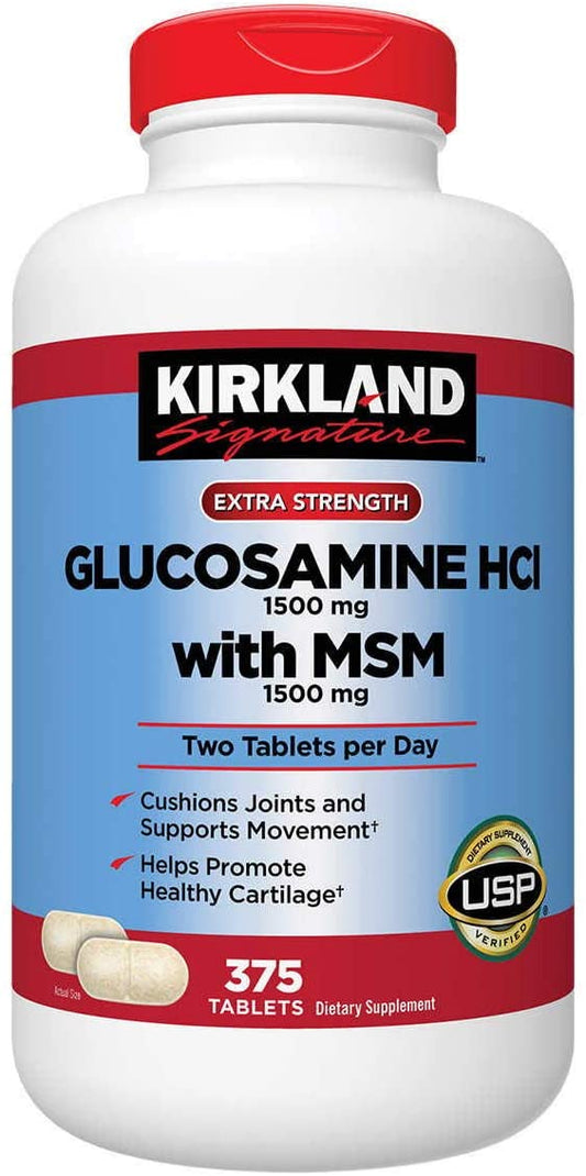 Kirkland Signature Extra Strength Glucosamine Hci 1500Mg, With Msm 1500 Mg, 375-Count Tablets
