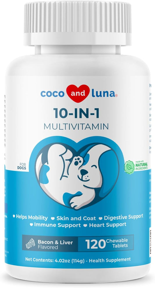 Coco and Luna 10 in 1 Multivitamin for Dogs - 120 Chewable Tablets