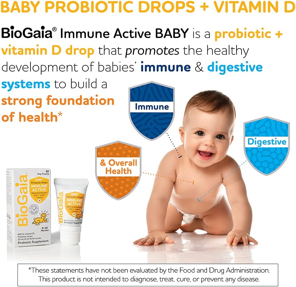 BioGaia Protectis Immune Active Baby | Probiotic + Vitamin D 50 Day Supply