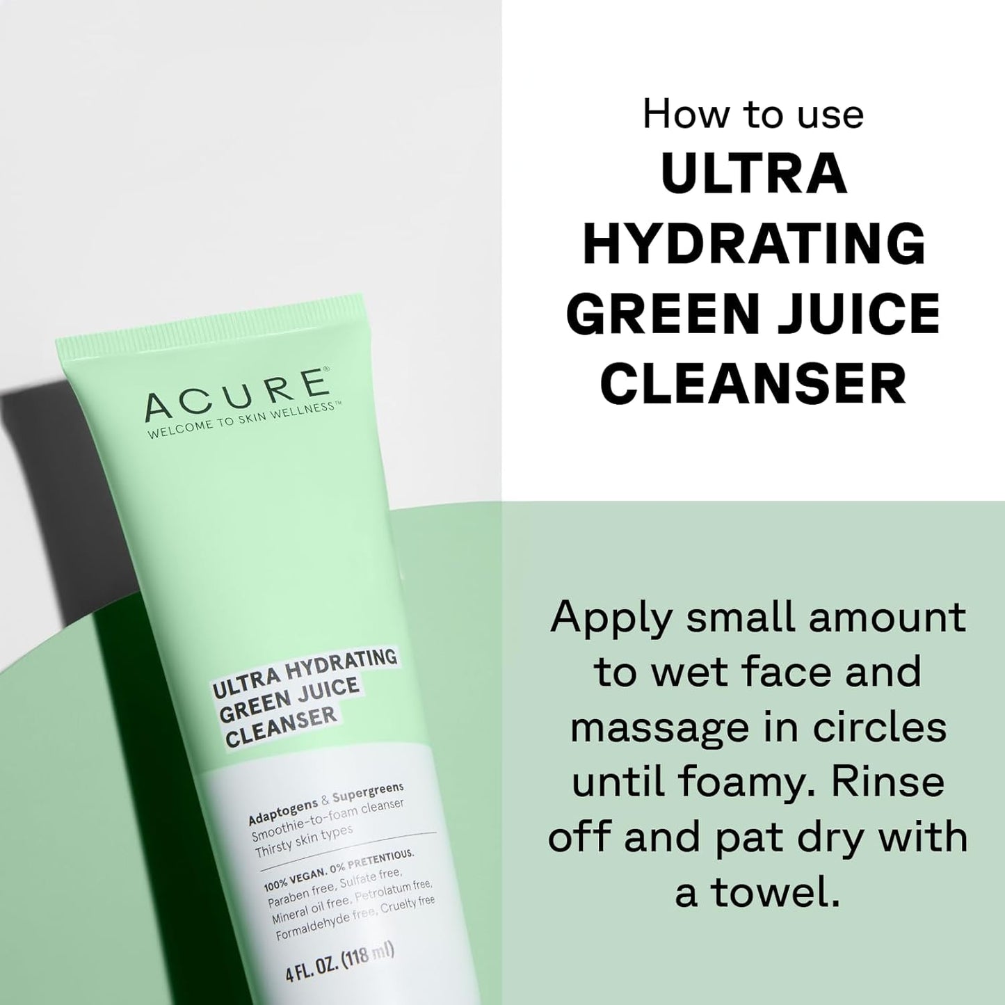 Acure Ultra Hydrating Green Juice Face Cleanser -4 fl oz