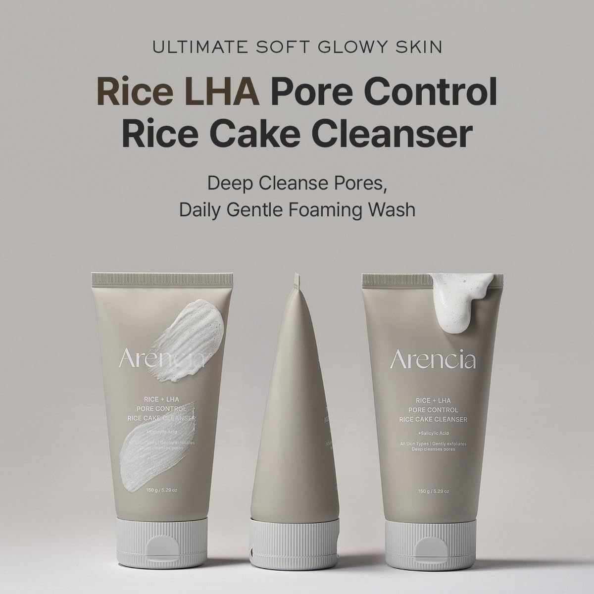 ARENCIA Rice + LHA Pore Control Rice Cake Cleanser with Salicylic Acid - 5.07 fl oz