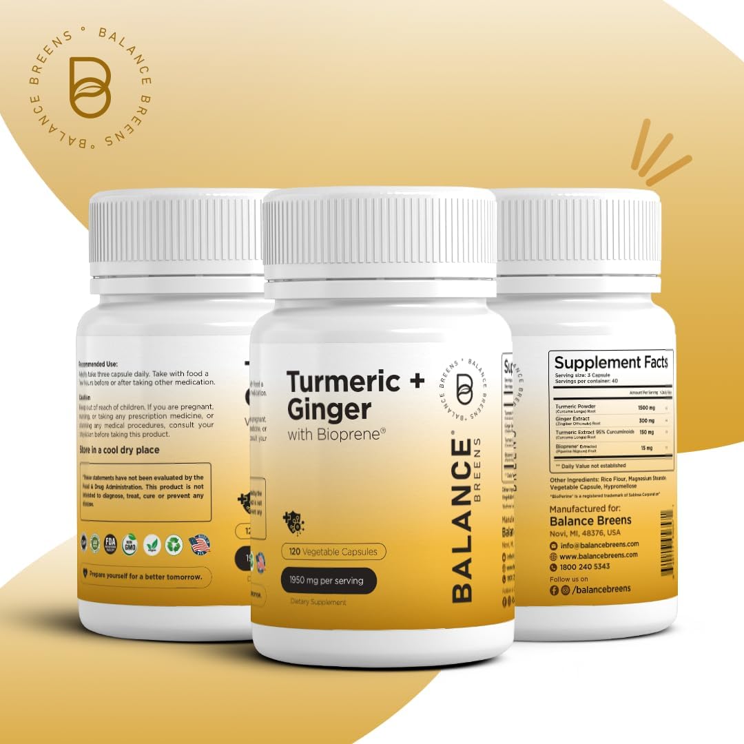 Turmeric Curcumin Ginger  120 Vegan Capsules