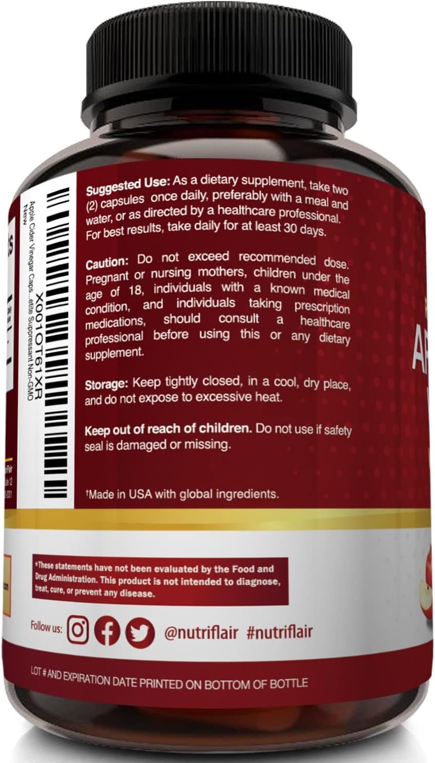 Apple Cider Vinegar Capsules with The Mother - 120 Vegan ACV Pills