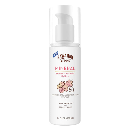 Hawaiian Tropic Skin Nourishing Milk Mineral Sunscreen Lotion SPF 50, 3.4oz