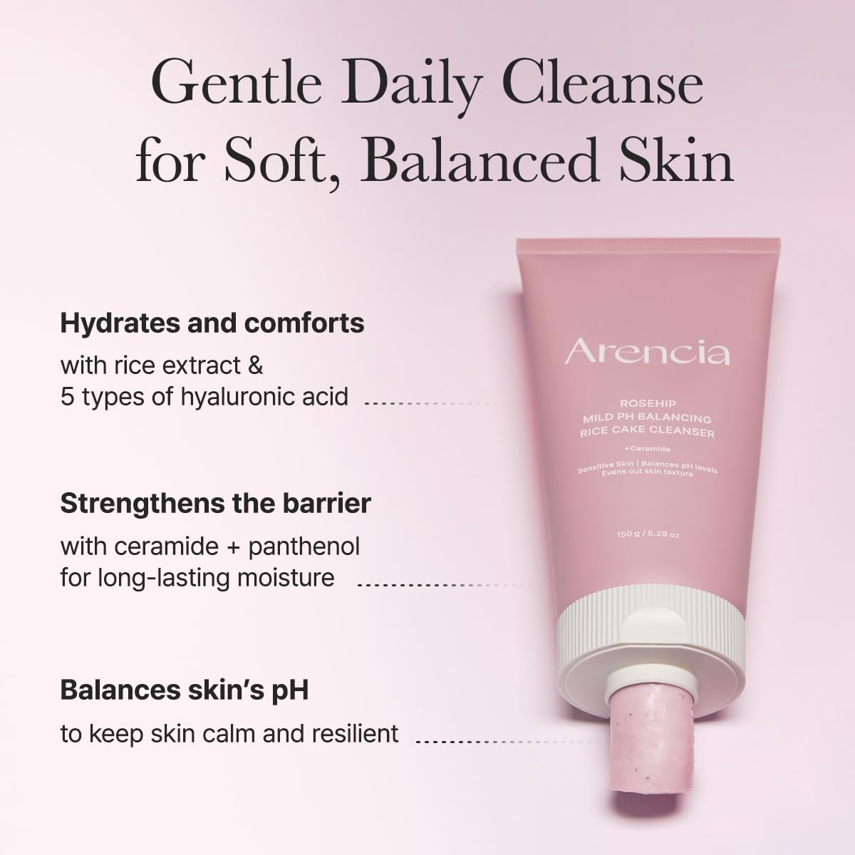 ARENCIA Rosehip Rice Cake Cleanser - 5.07 fl oz