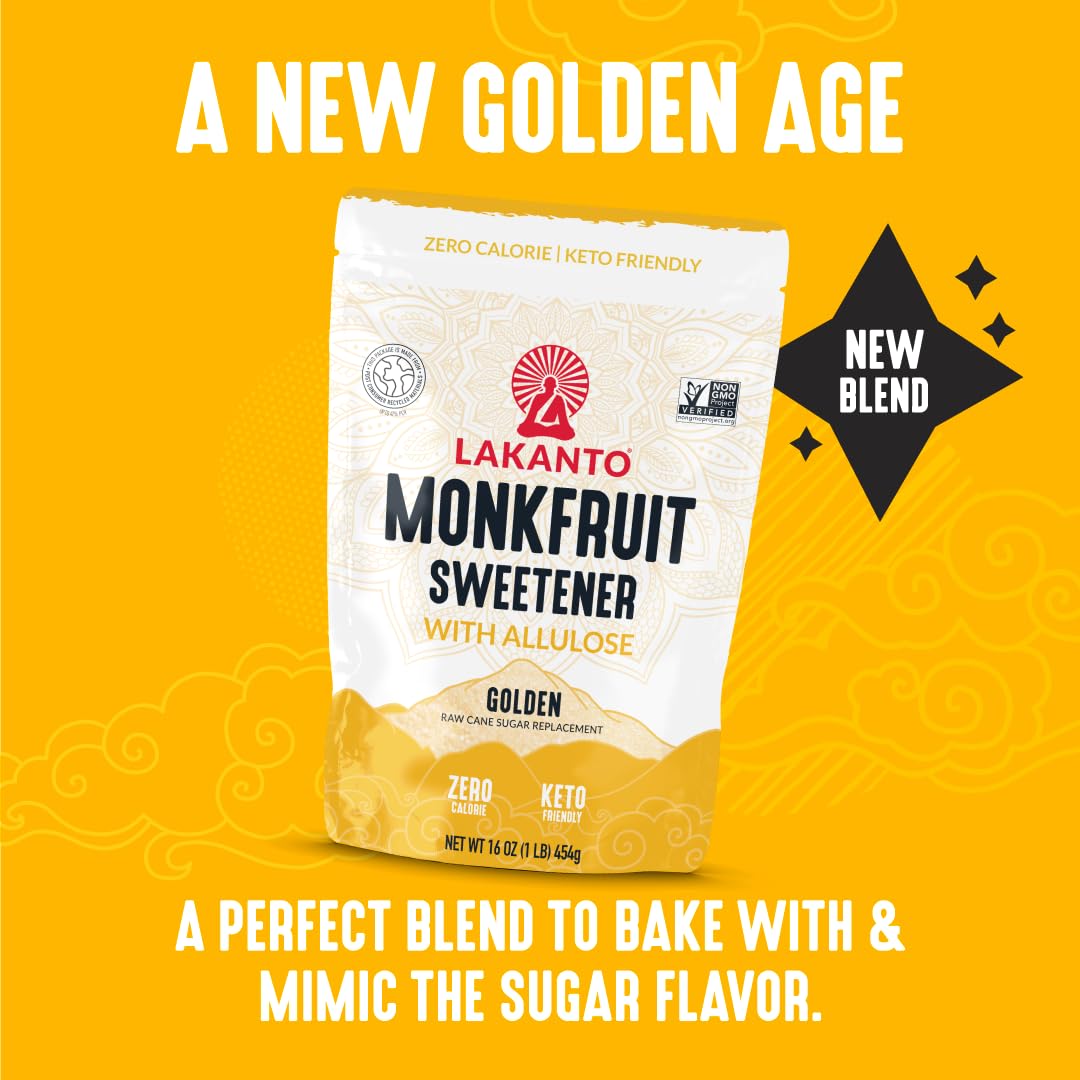 Lakanto Golden Monk Fruit Sweetener with Allulose - Golden - 1 lb