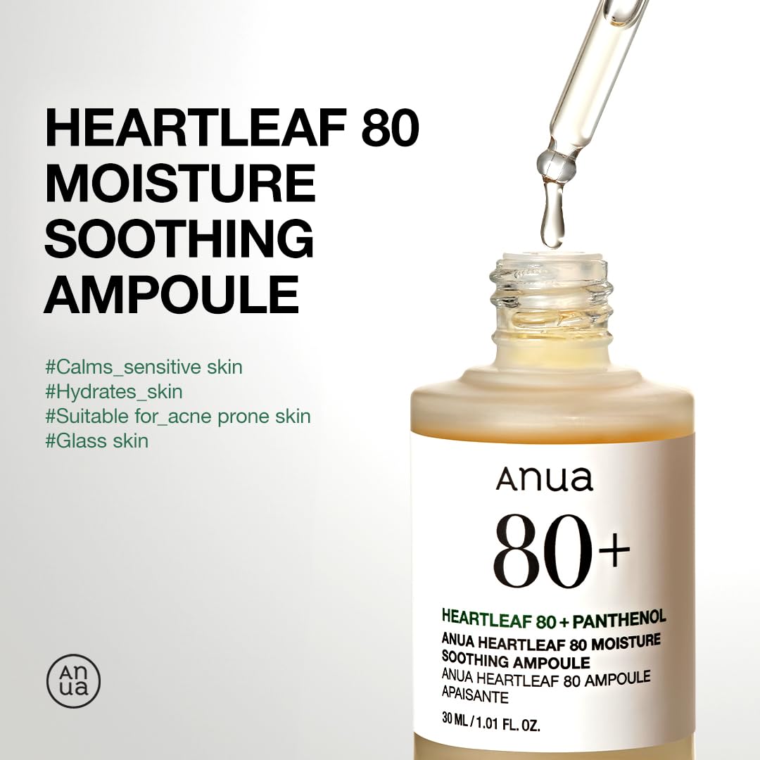 Anua Heartleaf 80 Soothing Ampoule, Hydration Facial Serum - 1.01 fl.oz